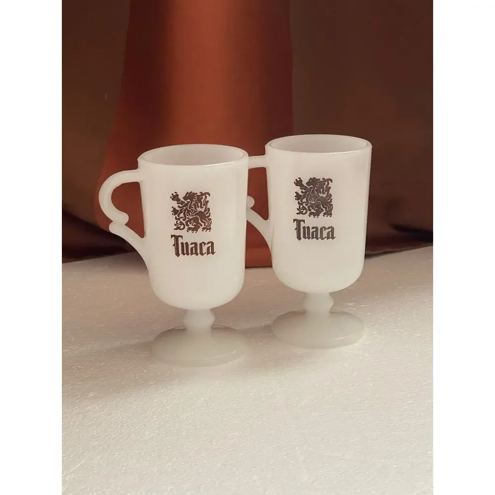 Set of 2, Vtg Old Towne Restaurant Lounge Glass Mug Milk Glass
